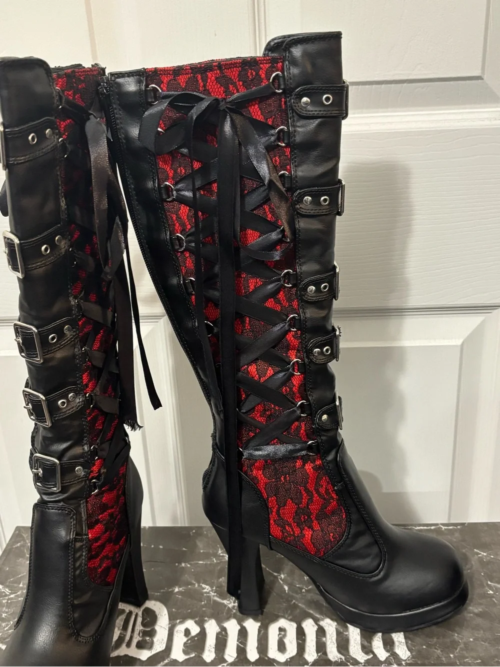 NIB Demonia Crypto-106 Lace Renaissance Boots - Picture 3 of 9